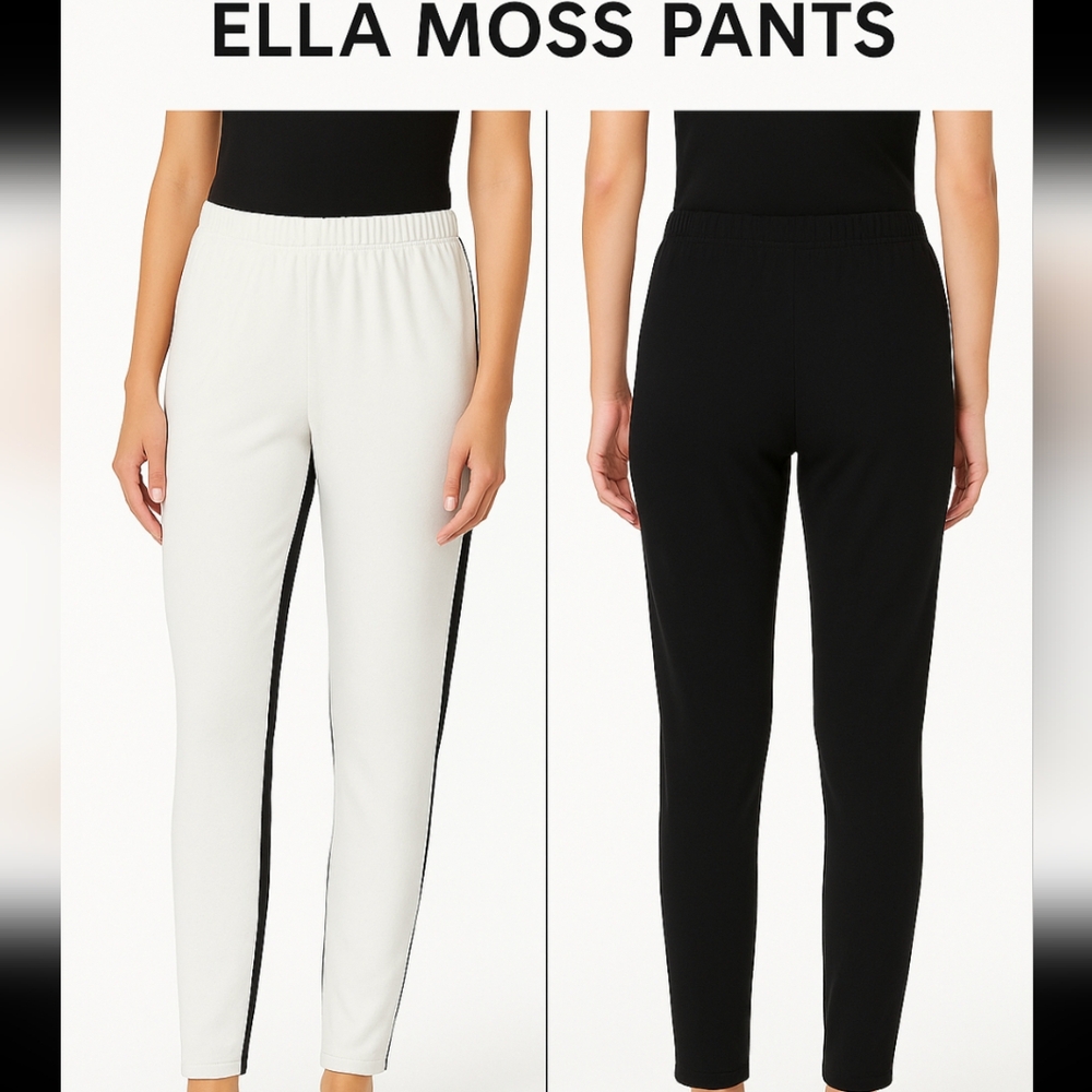 Ella Moss White and Black Joggers with Contrast Stripe